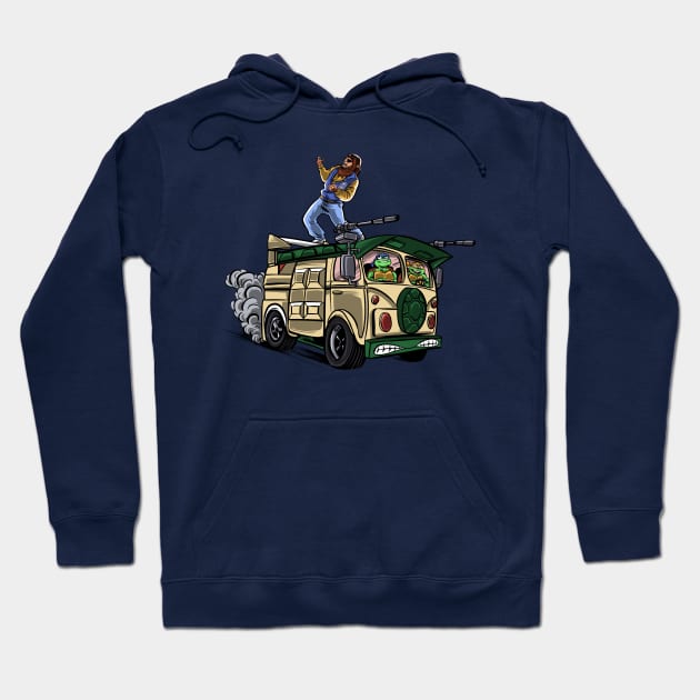 Surfing in the Turtle Van Hoodie by Zascanauta